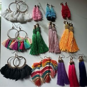 Colorful Tassel Earrings - Set of 13